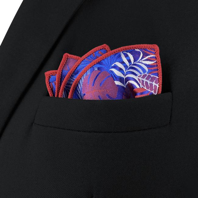 shlax & wing AH91 Blue Red Abstract Silk Mens Pocket Square Wedding Fashion Handkerchief Brand New Dress Hanky Mejor oferta