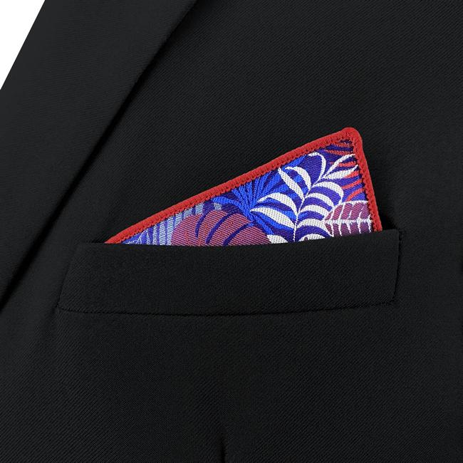shlax & wing AH91 Blue Red Abstract Silk Mens Pocket Square Wedding Fashion Handkerchief Brand New Dress Hanky Mejor oferta