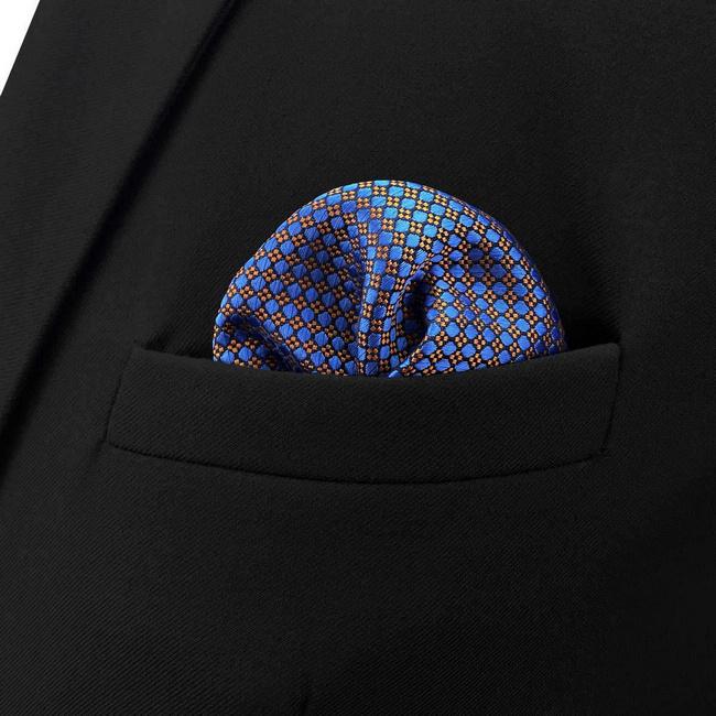 shlax & wing BH38 Blue Orange Polka Dots Mens Pocket Square Fashion Rebajas online