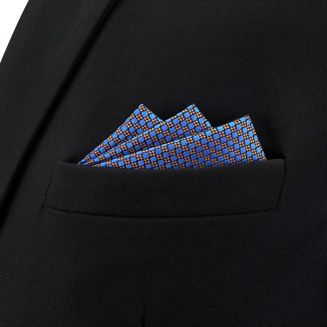 shlax & wing BH38 Blue Orange Polka Dots Mens Pocket Square Fashion Rebajas online