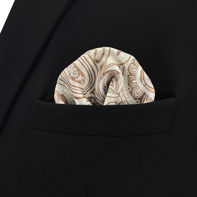 shlax & wing AH06 Cream Paisley Silk Jacquard Woven Classic Fashion Pocket Square Brand New Mens Hanky Rebajas top