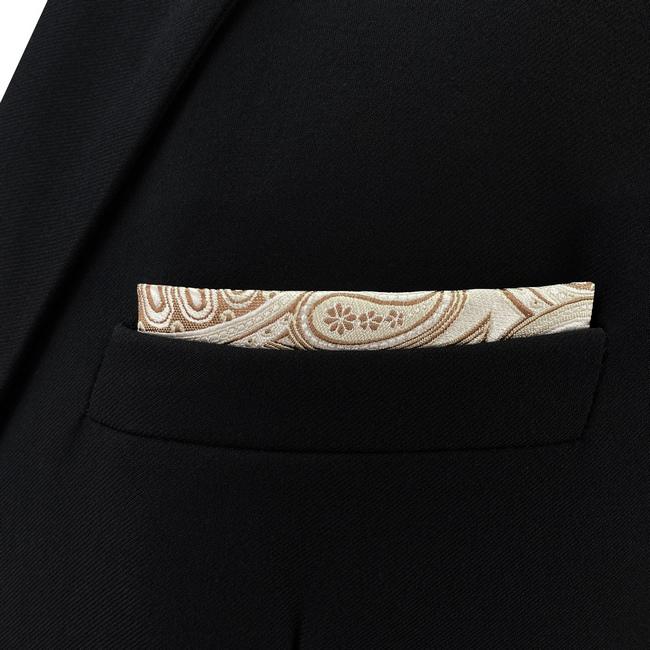 shlax & wing AH06 Cream Paisley Silk Jacquard Woven Classic Fashion Pocket Square Brand New Mens Hanky Rebajas top