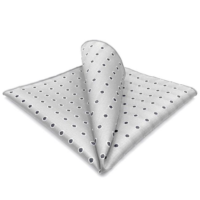 shlax & wing AH21 Light Gray Black Polka Dots Mens Pocket Square Silk Fashion Hanky Classic Dress Handkerchief