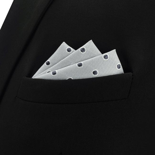 shlax & wing AH21 Light Gray Black Polka Dots Mens Pocket Square Silk Fashion Hanky Classic Dress Handkerchief Oferta especial