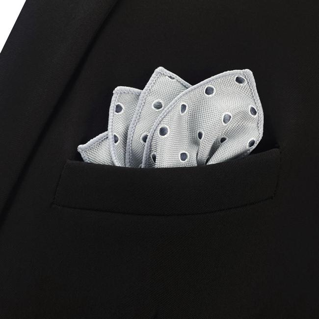 shlax & wing AH21 Light Gray Black Polka Dots Mens Pocket Square Silk Fashion Hanky Classic Dress Handkerchief Oferta especial