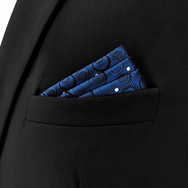 shlax & wing AH35 Navy Silver Geometric Mens Pocket Square Silk Fashion Wedding Dress Handkerchief Brand New Novelty Handmade Hanky Envío gratis