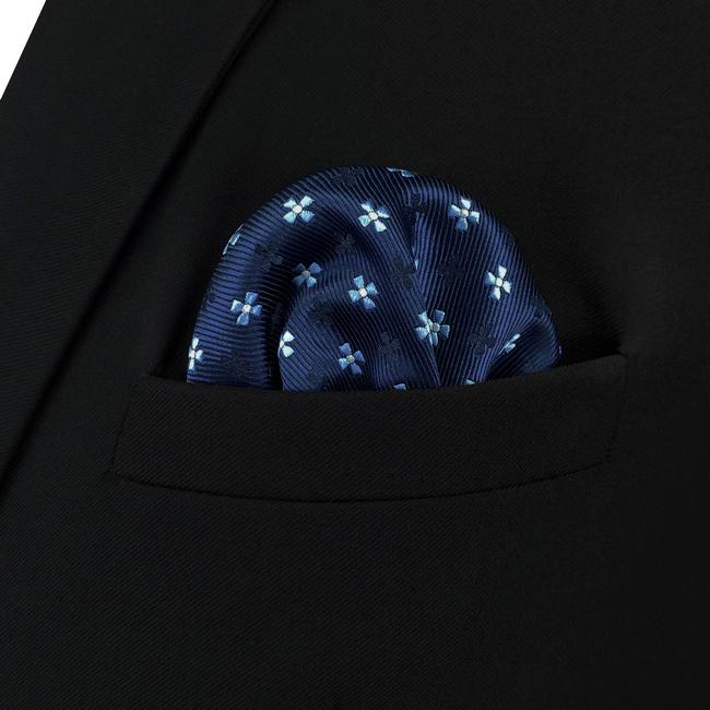 shlax & wing BH16 Navy Floral Mens Pocket Square Silk Fashion Classic Handkerchief Brand New Dress Hanky COMPRAR AHORA