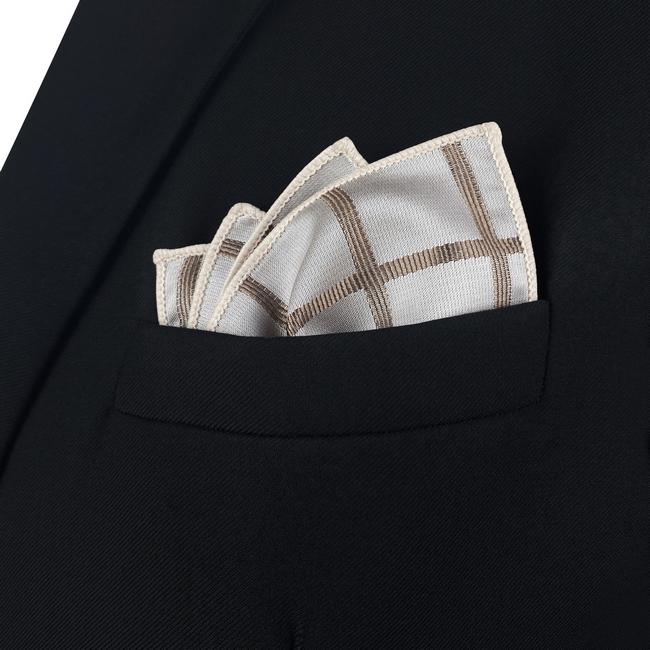 shlax & wing AH95 Khaki Checkes Mens Pocket Square Fashion Classic Handkerchief Brand New Hanky ÚLTIMAS EDICIONES