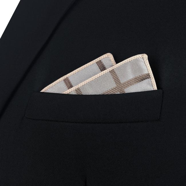 shlax & wing AH95 Khaki Checkes Mens Pocket Square Fashion Classic Handkerchief Brand New Hanky ÚLTIMAS EDICIONES