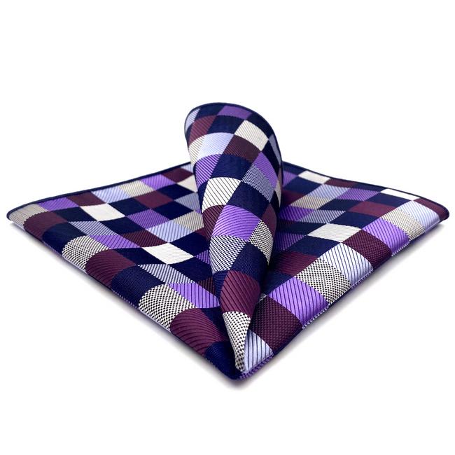 shlax & wing BH2 Checkes Purple Multicolor Mens Pocket Square Silk Fashion Classic Handkerchief Brand New Hanky