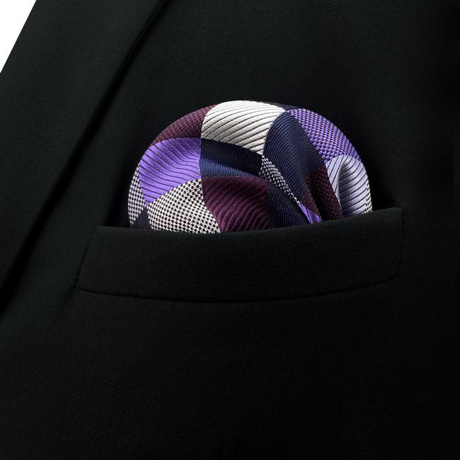 shlax & wing BH2 Checkes Purple Multicolor Mens Pocket Square Silk Fashion Classic Handkerchief Brand New Hanky Últimos 2 días