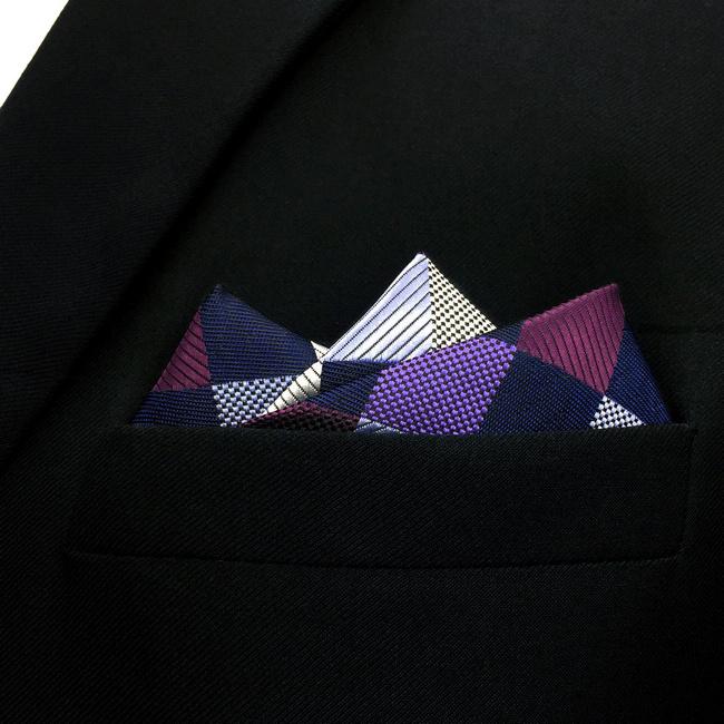 shlax & wing BH2 Checkes Purple Multicolor Mens Pocket Square Silk Fashion Classic Handkerchief Brand New Hanky Últimos 2 días