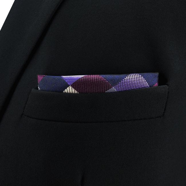 shlax & wing BH2 Checkes Purple Multicolor Mens Pocket Square Silk Fashion Classic Handkerchief Brand New Hanky Últimos 2 días