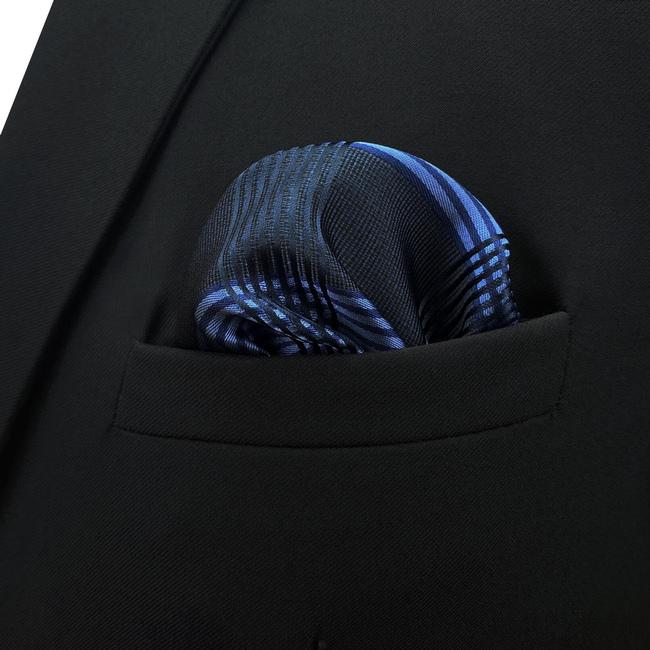shlax & wing BH22 Navy Checkes Silk Mens Pocket Square Fashion Classic Handkerchief Dress Hankies Precio de fábrica