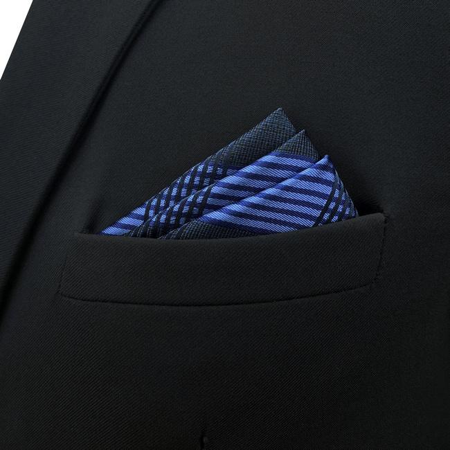 shlax & wing BH22 Navy Checkes Silk Mens Pocket Square Fashion Classic Handkerchief Dress Hankies Precio de fábrica