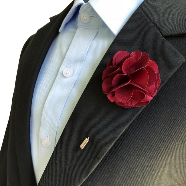 shlax & wing Burgundy Red Silk Cotton Blend Lapel Flowers Boutonniere Stick Pin Men’s Accessories Handmade Necktie Promoción por tiempo limitado