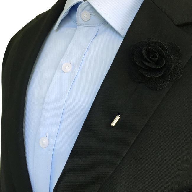 shlax & wing Black Cotton Blend Lapel Flowers Boutonniere Stick Pin Men’s Accessories Handmade Necktie Oferta especial de fábrica