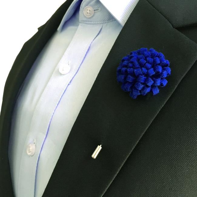 shlax & wing Blue Wool Felt Lapel Flowers Boutonniere Stick Pin Men’s Accessories Handmade Necktie Solo queda un día