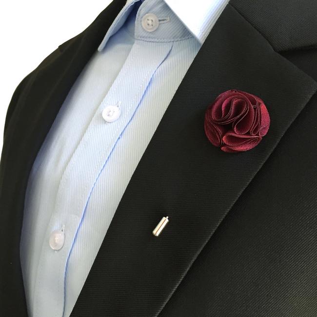 shlax & wing Crimson Cotton Blend Lapel Flowers Boutonniere Stick Pin Men’s Accessories Handmade Necktie Liquidación