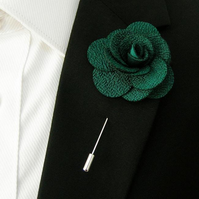 shlax & wing Dark Green Cotton Blend Lapel Flowers Boutonniere Stick Pin Men’s Accessories Handmade Necktie Envío internacional gratuito