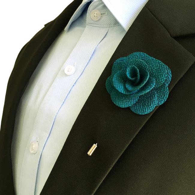 shlax & wing Dark Turquoise Cotton Blend Lapel Flowers Boutonniere Stick Pin Men’s Accessories Handmade Necktie Tienda de fábrica