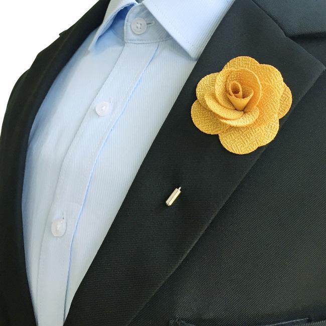 shlax & wing Gold Cotton Blend Lapel Flowers Boutonniere Stick Pin Men’s Accessories Handmade Necktie Limitado a 3 días
