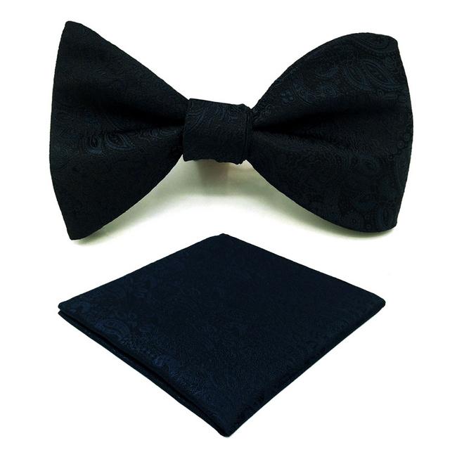 shlax & wing E14 Navy Abstract Silk Mens Bowtie Fashion Ajustable Self Bow Tie Pocket Square Set Wedding Hanky Precios de Black Friday