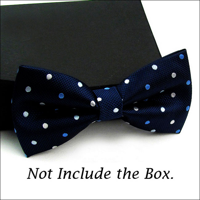shlax & wing Navy Light Blue White Dots Mens Bow Tie Pre-tied Dress Wedding Blend Ajustable SilkBlend Wedding Libre de impuestos