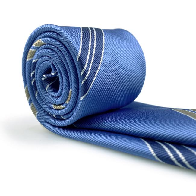 shlax & wing A39 Steel Blue Striped Men Neckties Fashion Business Pocket Square Set Classic Wedding 2025