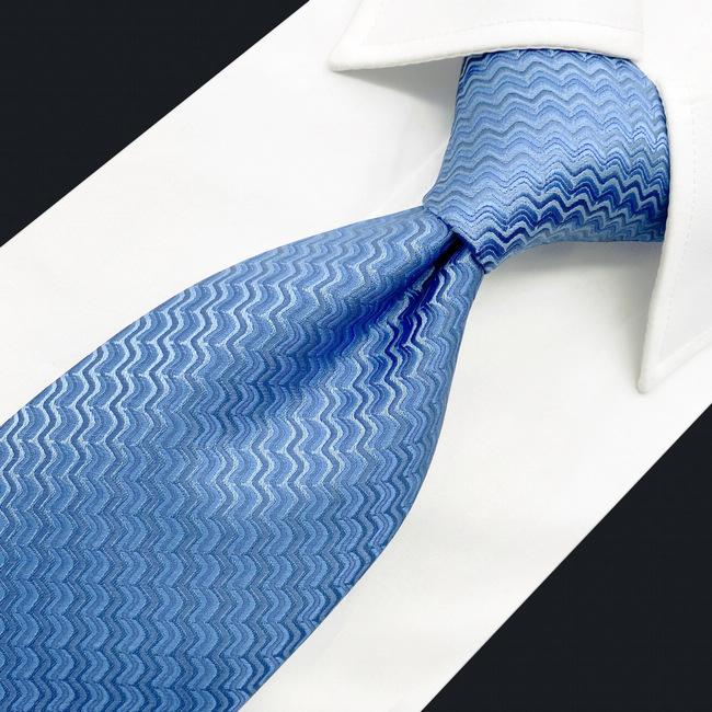 shlax & wing A40 Steel Blue Ripple Ties for Men Fashion Party Hanky Set Accessories Groom Business 63″ Men’s Necktie En línea