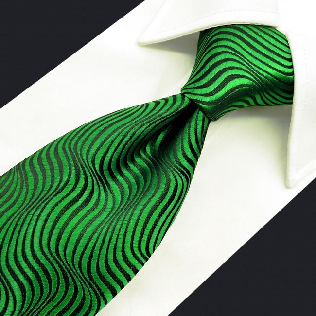 shlax & wing A45 Emerald Green Ripple Classic Wedding Party Gift Extra Long Size Ties Business Fashion Rebajas