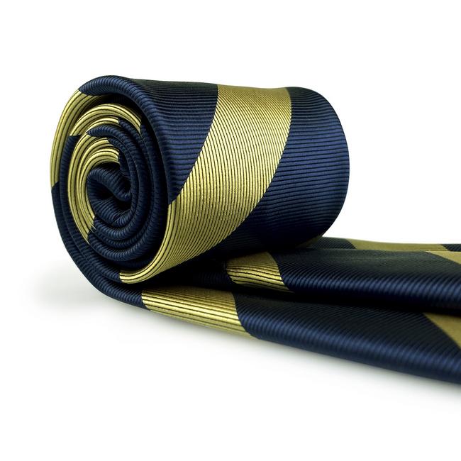 shlax & wing A47 Blue Gold Striped Men Skinny Neckties Pocket Square Set Fashion Business Ofertas
