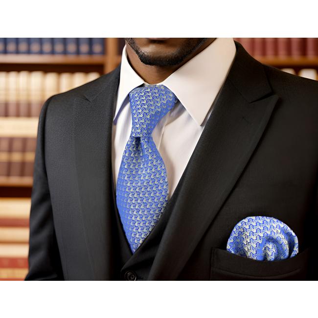 shlax & wing A51 Blue Gold Pattern Mens Neckties Hanky Set Fashion Business Brand New Rebajas baratas