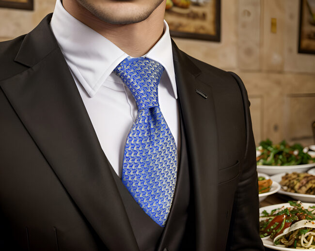 shlax & wing A51 Blue Gold Pattern Mens Neckties Hanky Set Fashion Business Brand New Rebajas baratas