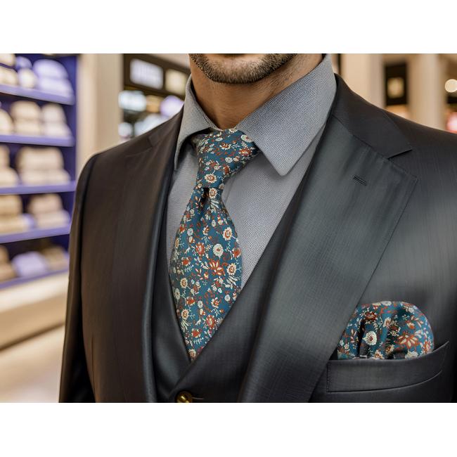 shlax & wing A52 Seaweed Green Floral Mens Neckties Hanky Set Classic Dress Extra Long Size Party Fashion
