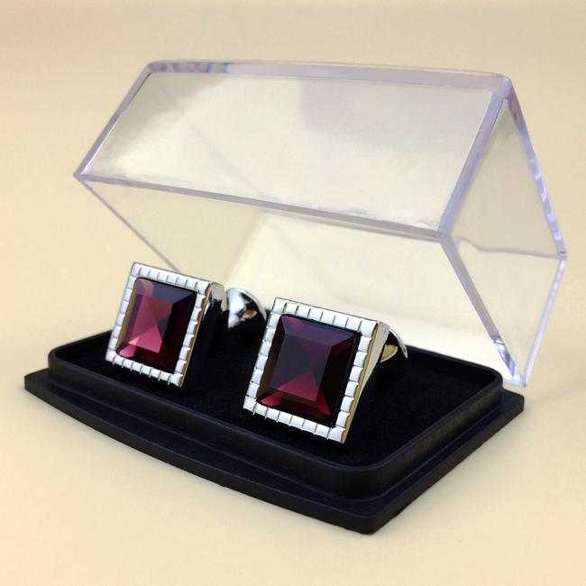 shlax & wing Men’s Stud Cufflinks Purple Silver Zircon Cuff Links Square 57 Tienda