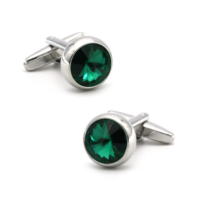 shlax & wing Men鈥檚 Stud Cufflinks Circular Green Silver Zircon Cuff Links 85 Tienda