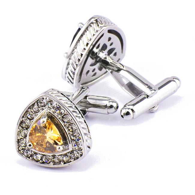shlax & wing Cufflinks for Men Triangle Yellow Crystal Men’s Cuff Links Gift 58 Mejor oferta