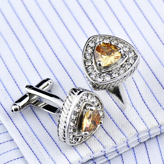shlax & wing Cufflinks for Men Triangle Yellow Crystal Men’s Cuff Links Gift 58 Mejor oferta