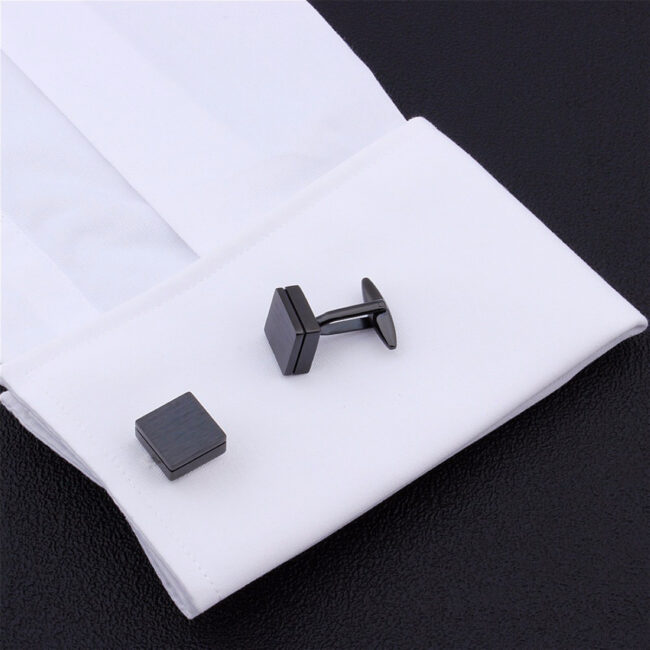shlax & wing Pair of Mens Cufflinks Black Stainless steel Mens Studs Square Premium Quality 92 Rebajas online
