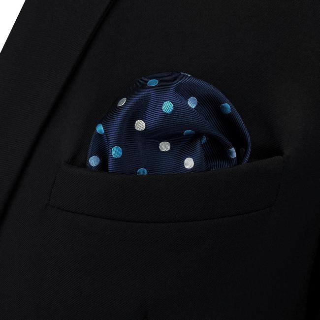 shlax & wing BH24 Navy Polka Dots Silk Mens Pocket Square Fashion Classic Handkerchief Dress Hanky Últimos 3 días