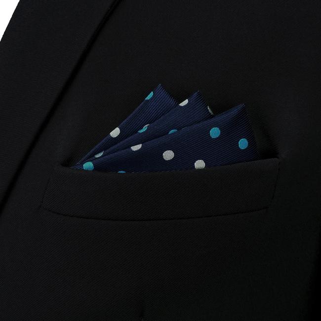 shlax & wing BH24 Navy Polka Dots Silk Mens Pocket Square Fashion Classic Handkerchief Dress Hanky Últimos 3 días