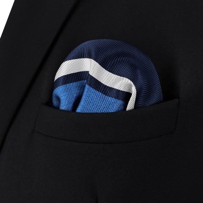 shlax & wing AH99 Blue Striped Mens Pocket Square Fashion Classic Handkerchief Dress Hanky COMPRAR AHORA