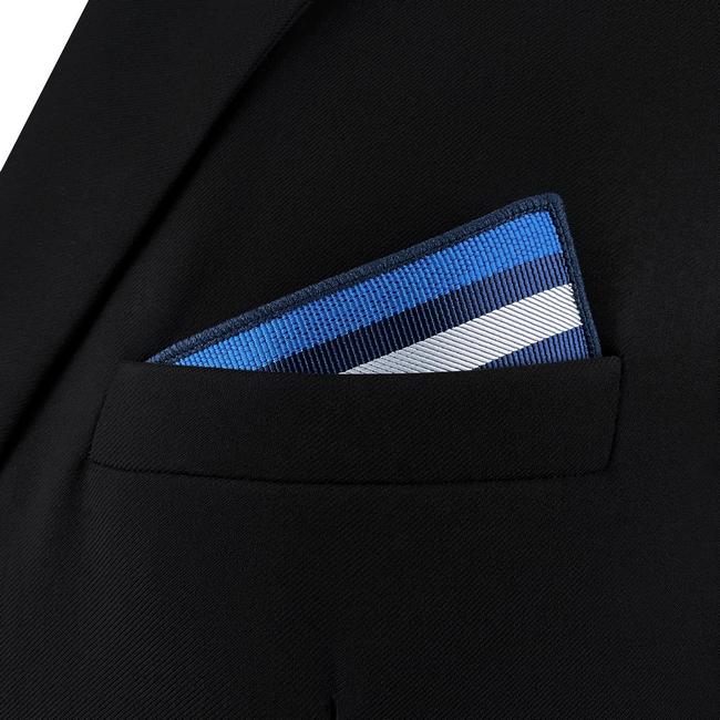 shlax & wing AH99 Blue Striped Mens Pocket Square Fashion Classic Handkerchief Dress Hanky COMPRAR AHORA