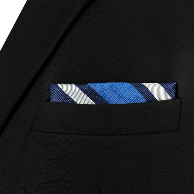 shlax & wing AH99 Blue Striped Mens Pocket Square Fashion Classic Handkerchief Dress Hanky COMPRAR AHORA