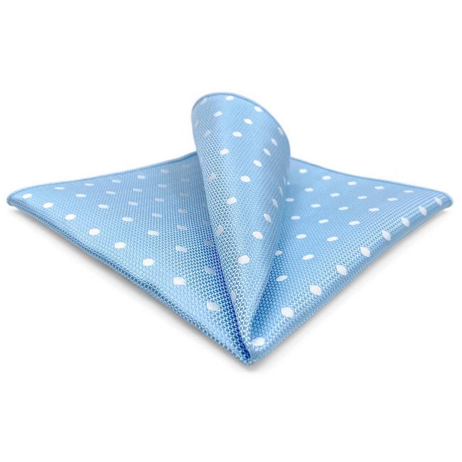 shlax & wing BH55 Light Blue Polka Dots Mens Pocket Square Fashion Party Classic Handkerchief Dress Hanky Precio de fábrica