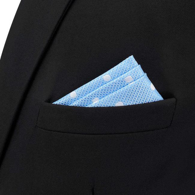 shlax & wing BH55 Light Blue Polka Dots Mens Pocket Square Fashion Party Classic Handkerchief Dress Hanky Precio de fábrica
