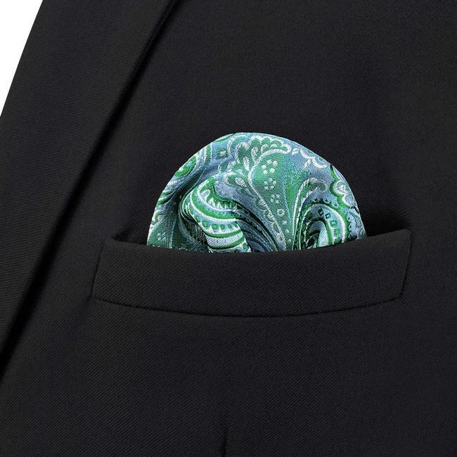 shlax & wing BH61 Aqua Geometric Mens Pocket Square Classic Fashion Wedding Handkerchief Dress Hanky Promoción por tiempo limitado