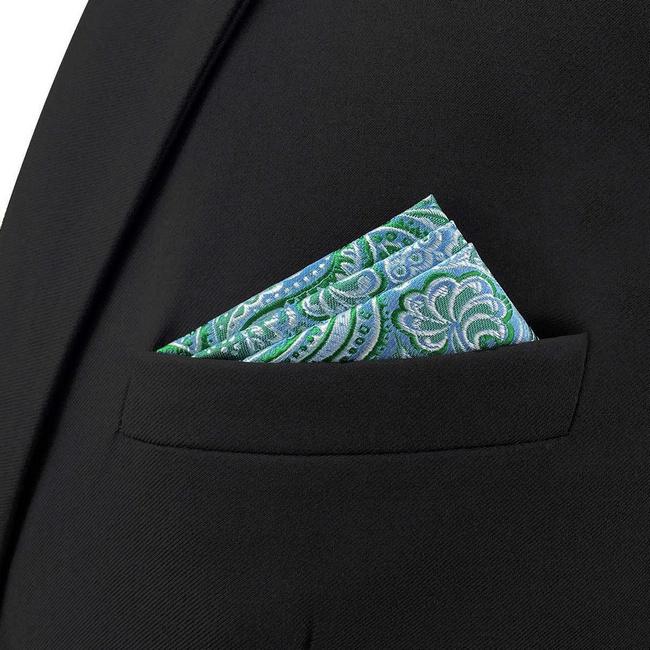shlax & wing BH61 Aqua Geometric Mens Pocket Square Classic Fashion Wedding Handkerchief Dress Hanky Promoción por tiempo limitado