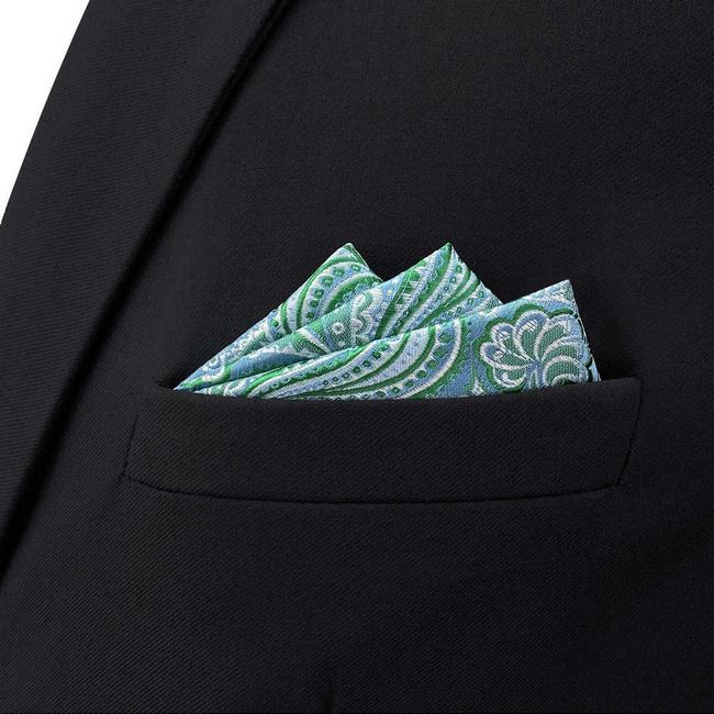 shlax & wing BH61 Aqua Geometric Mens Pocket Square Classic Fashion Wedding Handkerchief Dress Hanky Promoción por tiempo limitado